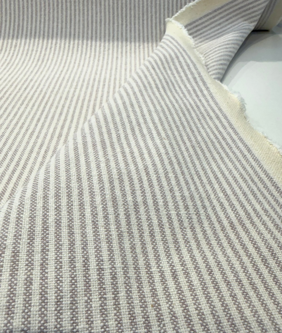 Cullen Ticking Stripe Thistle Lavender Linen Cotton Fabric - Thistle Lavender Ticking Stripe, 54" Width (1 Yard)