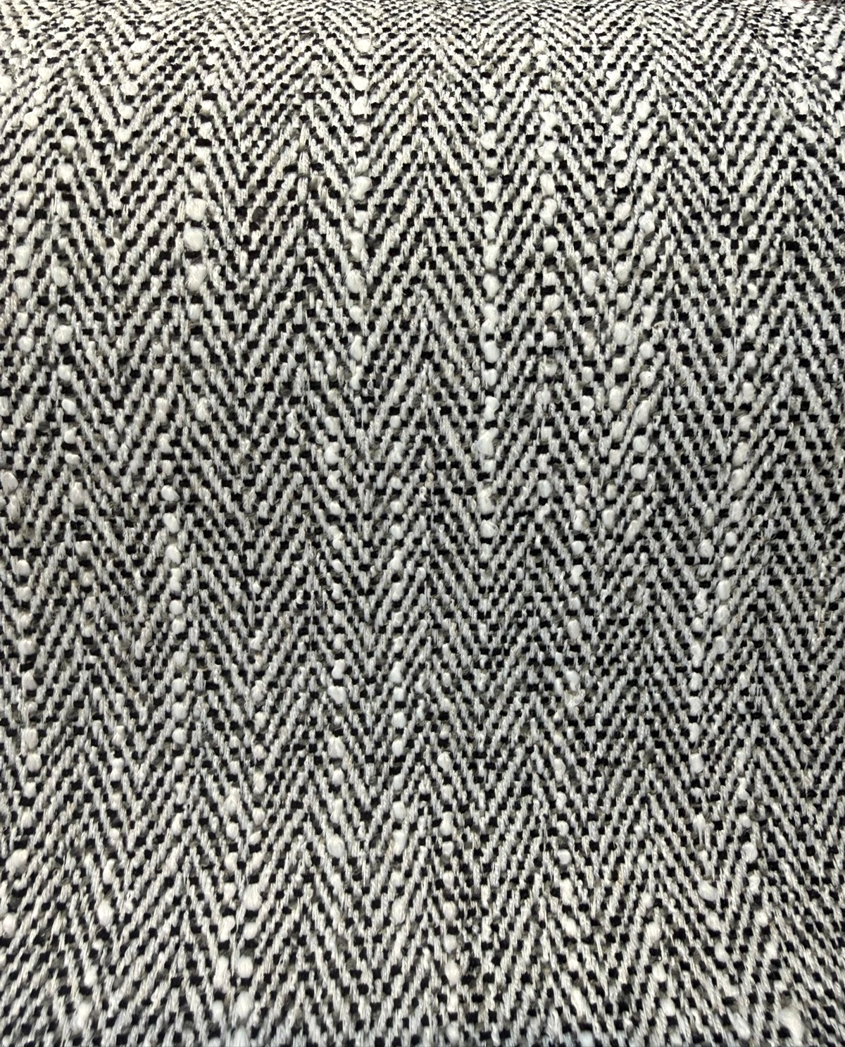 Barrington Domino PK Chenille Upholstery Fabric - Black/Ivory Herringbone, 57" Width (1 Yard)