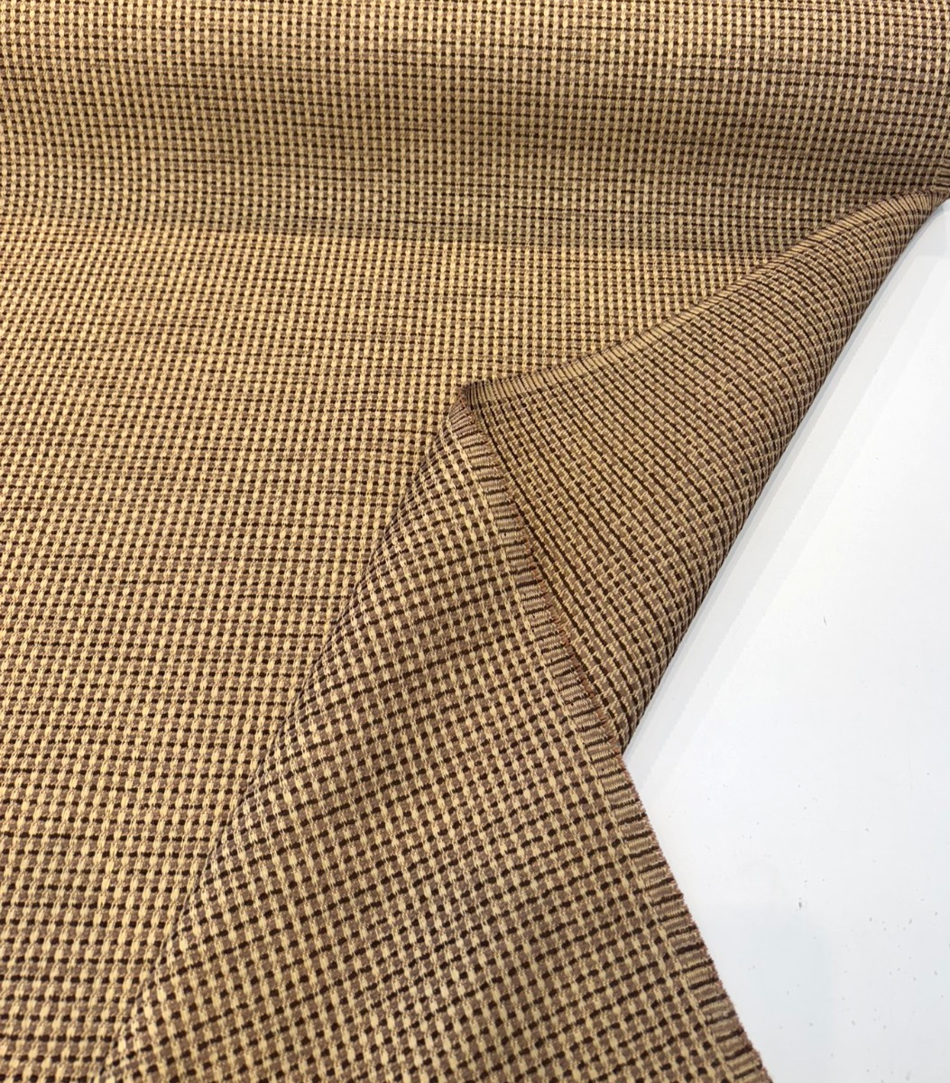 Sunbrella Outdoor Sling Dublin Oak PVC Coated Polyester Fabric - Textured Oak And Brown Woven Grid, 54" Width (1 Yard)