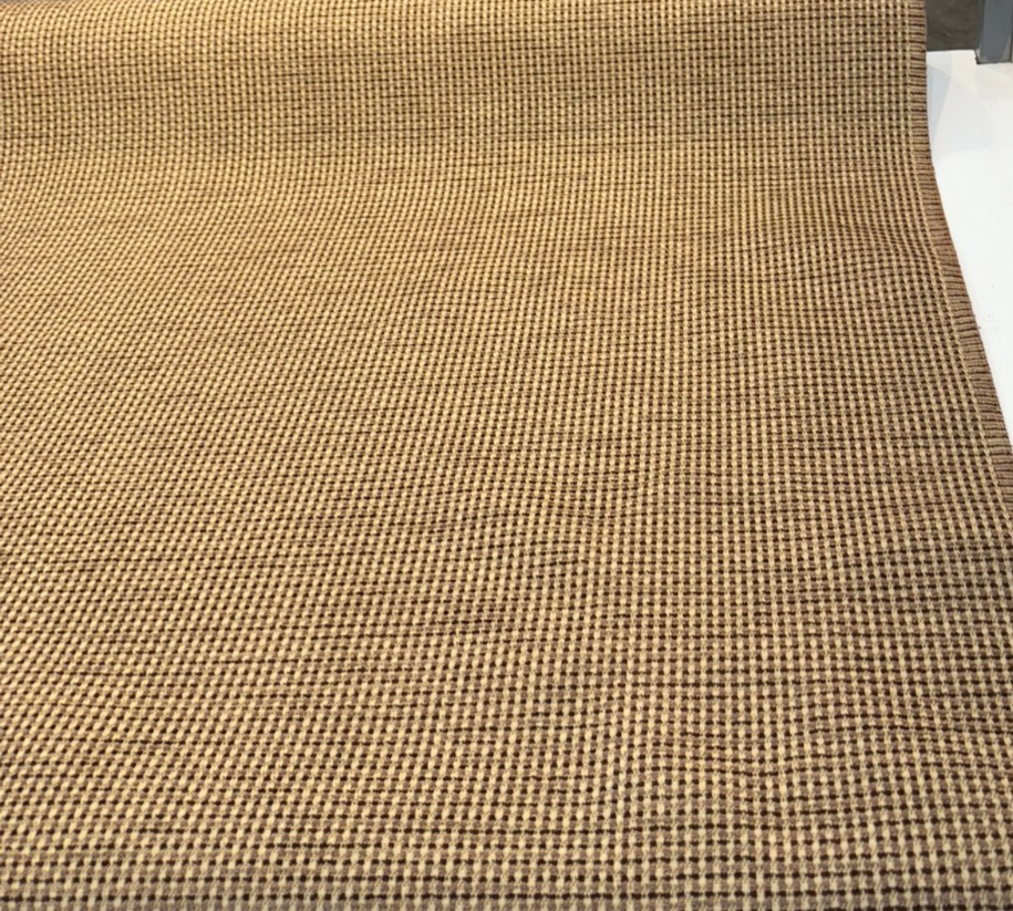 Sunbrella Outdoor Sling Dublin Oak PVC Coated Polyester Fabric - Textured Oak And Brown Woven Grid, 54" Width (1 Yard)
