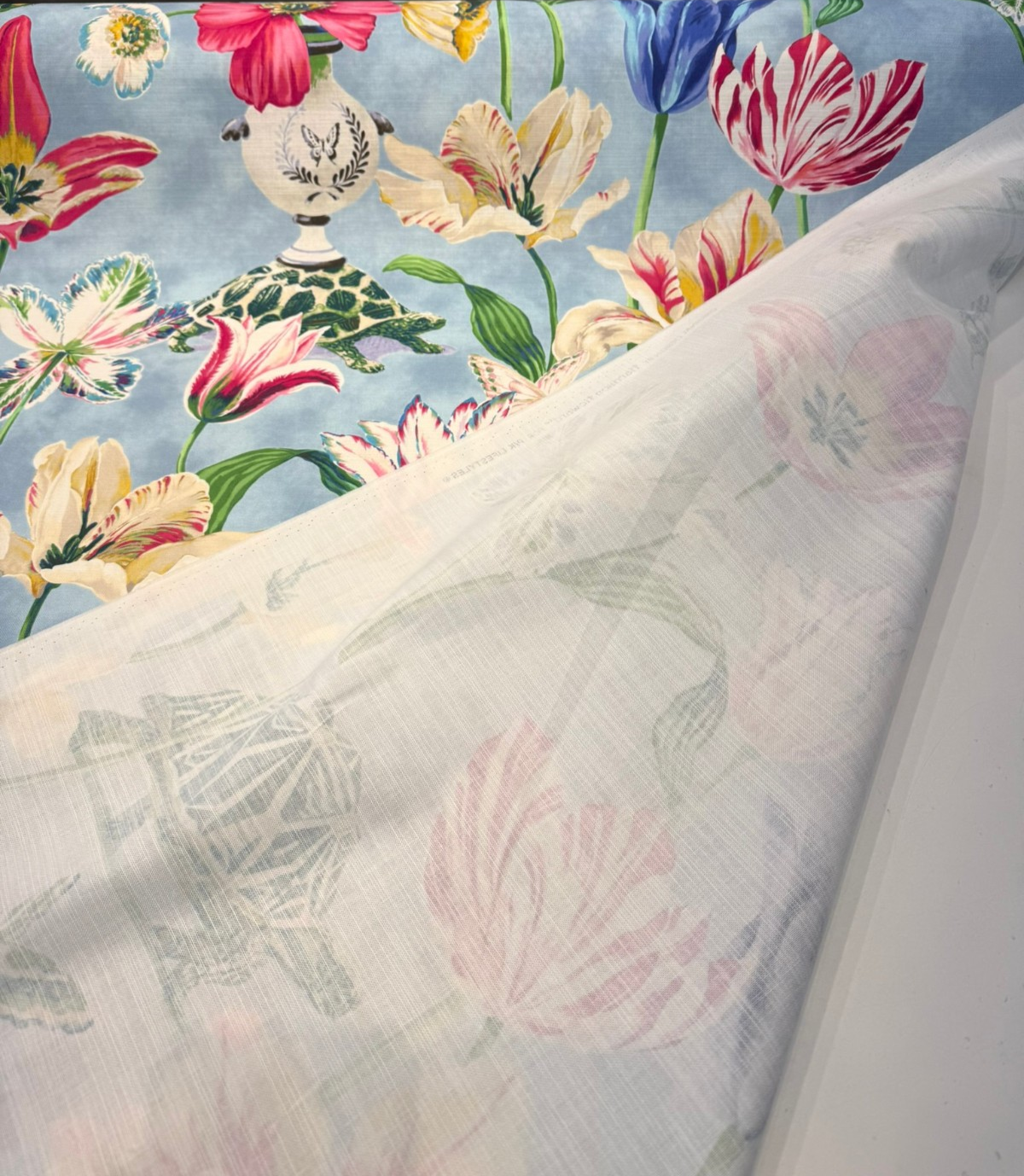 Enchanted Garden Cotton Fabric - Robin's Egg Blue Floral Bird, 54" Width (1 Yard)