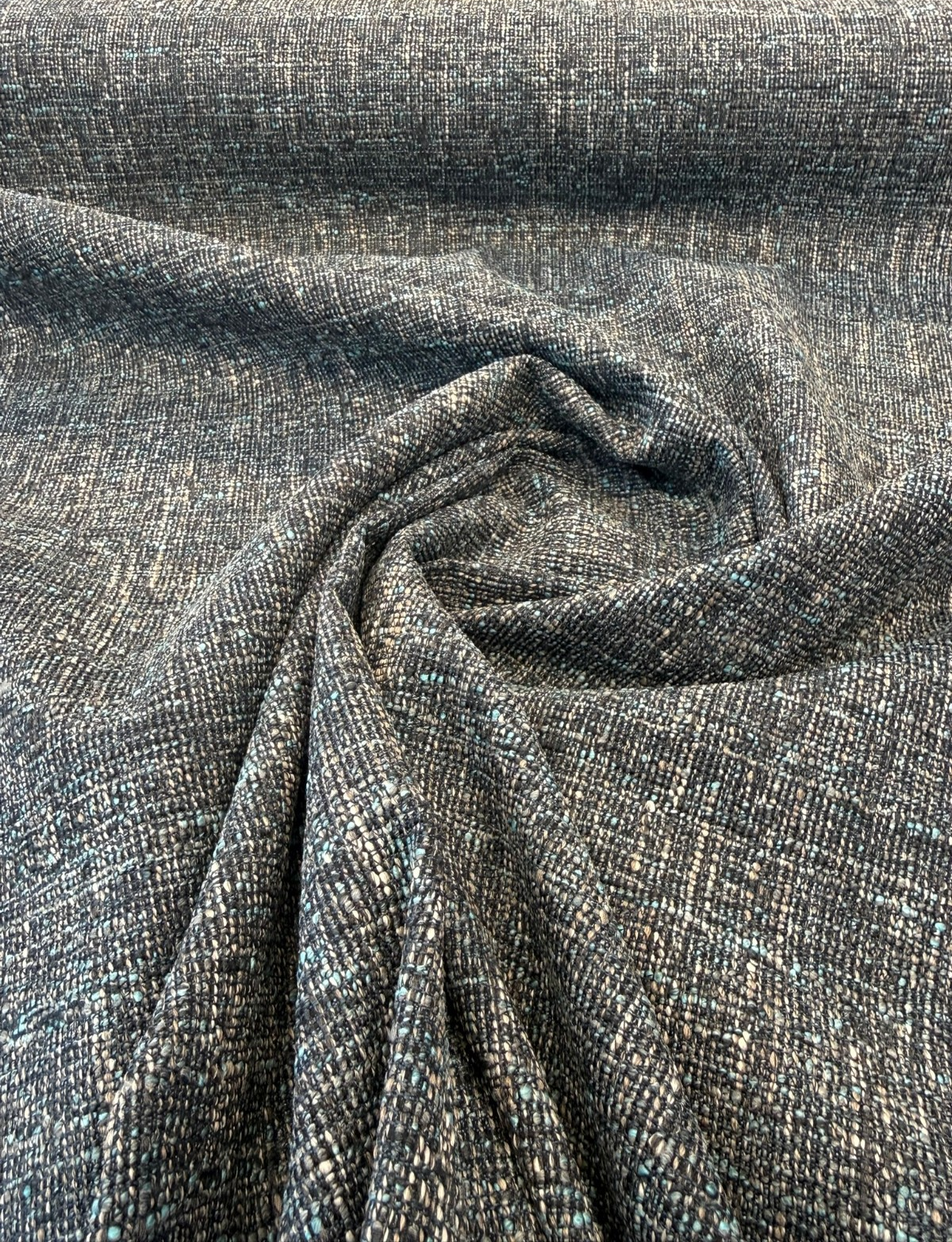 PK Pike Place Texture 100 Percent Polyester Fabric - Deep Sea Blue Teal Tweed, 56" Width (1 Yard)
