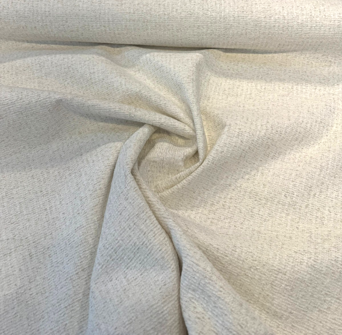 Panama Opal Ivory Blend Chenille Upholstery Chenille Fabric - Ivory White, Textured, 54" Width (1 Yard)