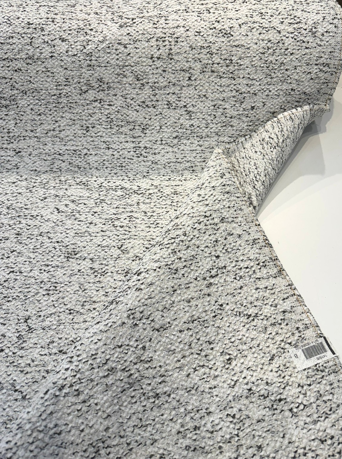 Dreamy Smoke Revolution Polypropylene Fabric - Black White Bouclé Texture, 54" Width (1 Yard)