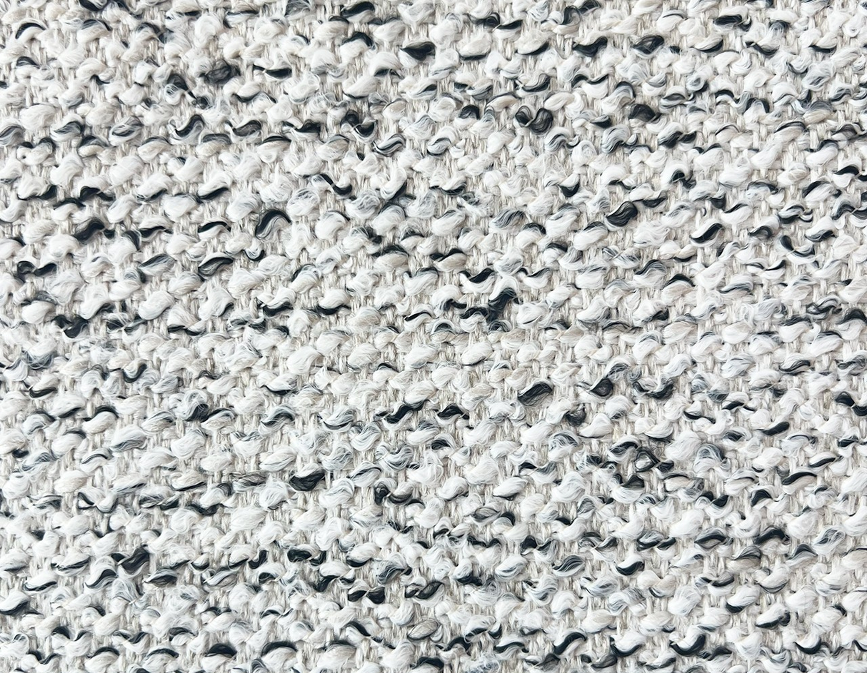 Dreamy Smoke Revolution Polypropylene Fabric - Black White Bouclé Texture, 54" Width (1 Yard)