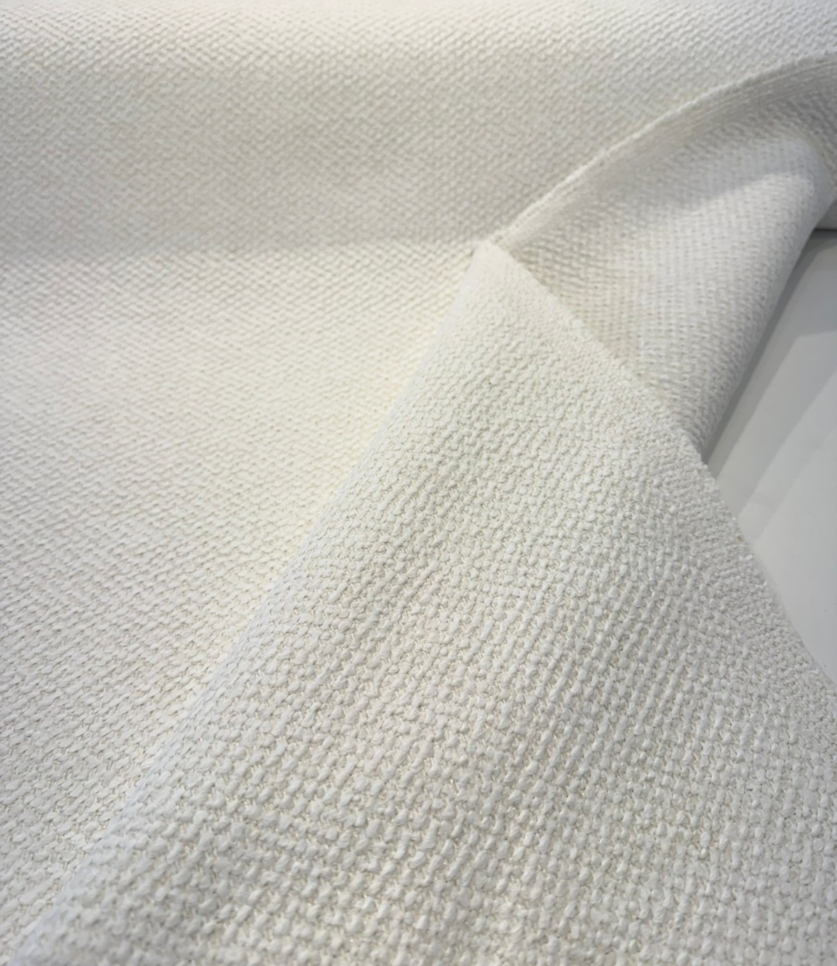 Dreamy Ivory White Revolution Boucle Upholstery Fabric - Ivory White Boucle Texture, 54" Width (1 Yard)