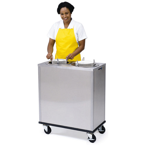 Lakeside LA927 Adjust-a-Fit Mobile Heated Enclosed-Cabinet Dish Dispenser - 2 Stack, Plate Size: 6 1/2 to 9 3/4
