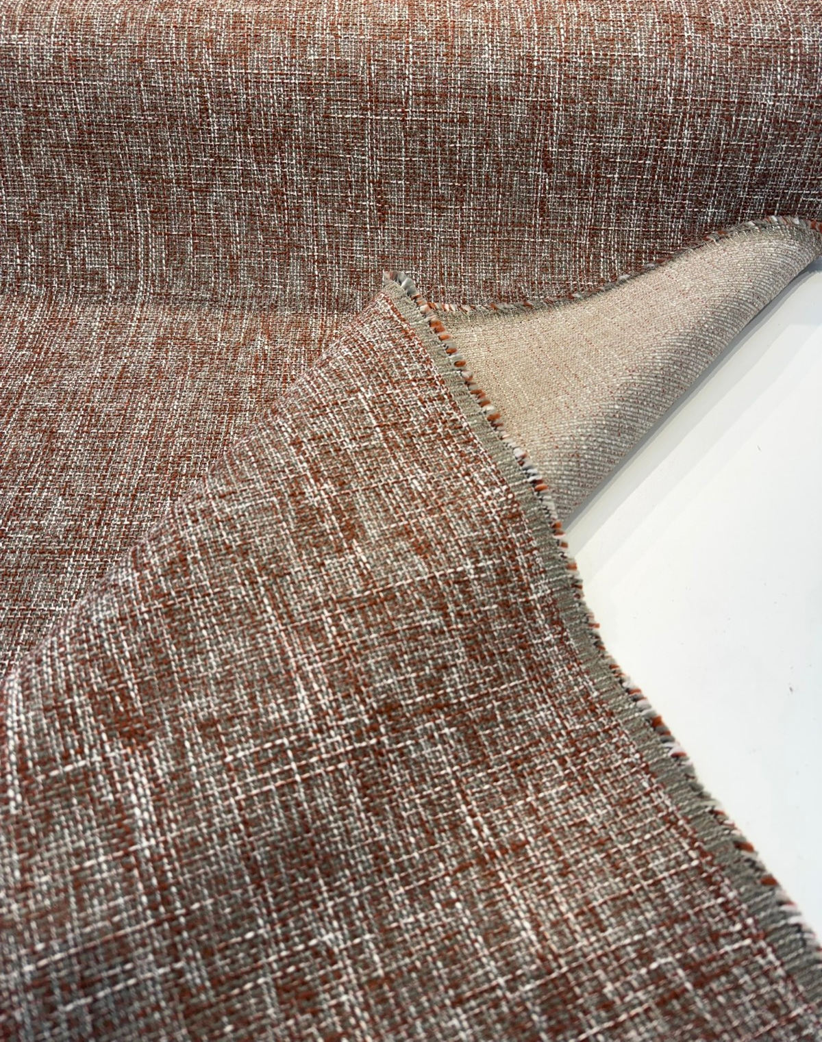 New Amsterdam Agate Red Gray Tweed Chenille Upholstery PK Chenille Fabric - Agate Red/Gray Tweed, 58" Width (1 Yard)