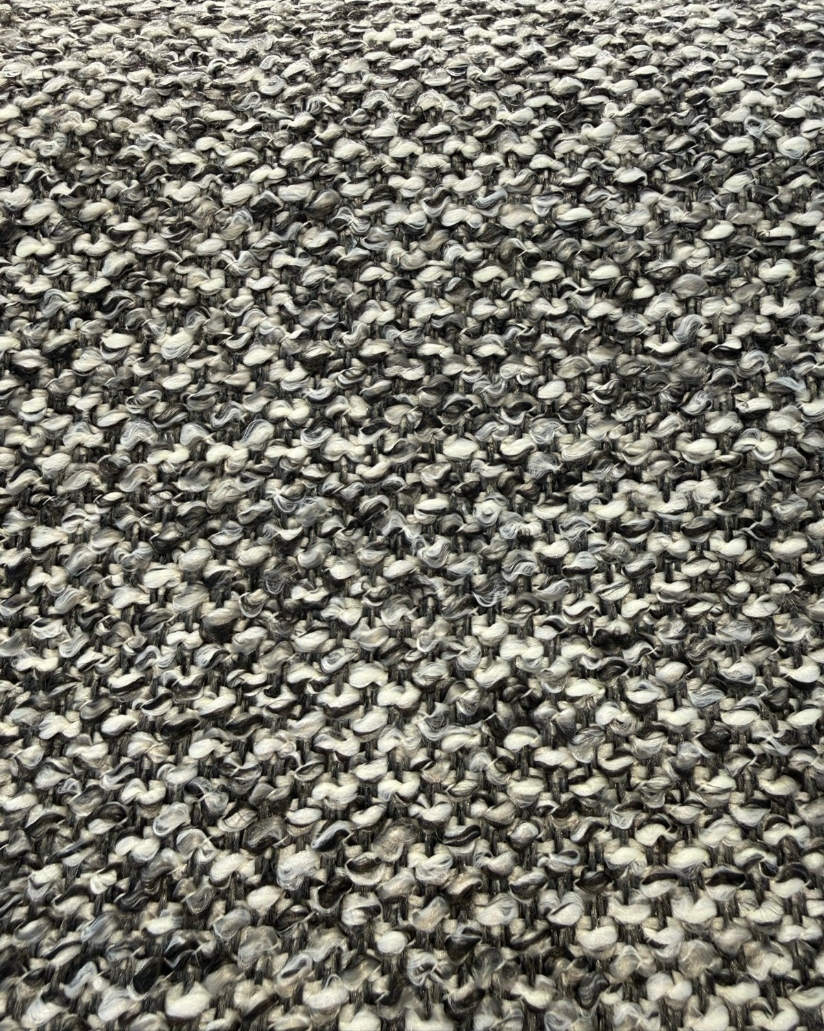 Dreamy Volcanic Black Gray Revolution Boucle Upholstery Fabric - Volcanic Black Gray Beige, Bouclé Texture, 54" Width (1 Yard)