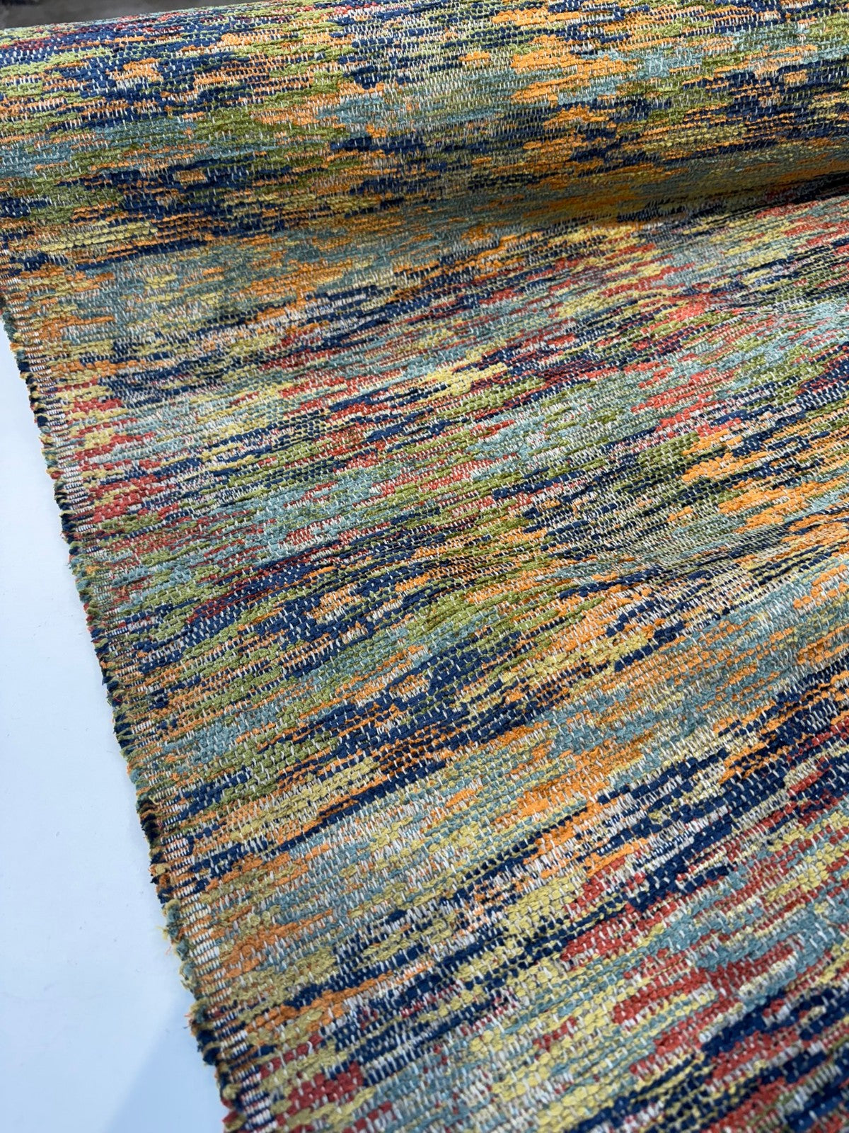 Karoo Belgian Multicolor Chenille Upholstery Fabric - Multicolor Ikat Tribal Inspired Texture, 56" Width (1 Yard)