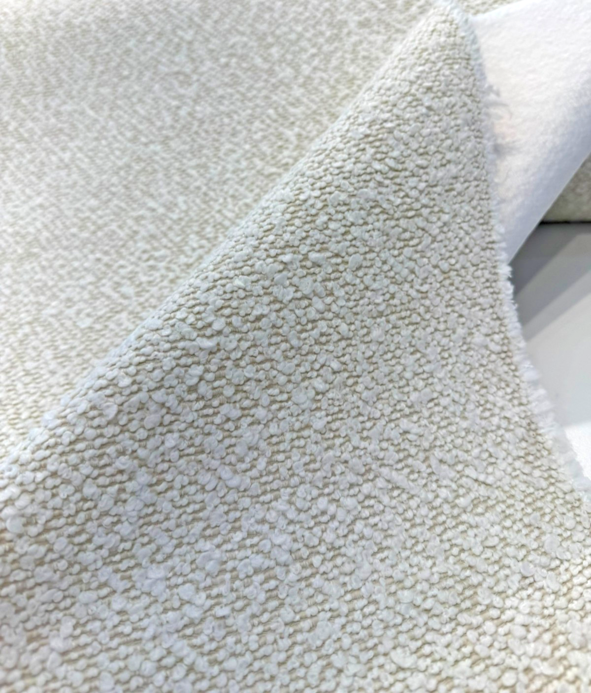 Culp Boucle Bold Ivory Polyester Acrylic Fabric - Ivory Textured Boucle Upholstery, 56" Width (1 Yard)