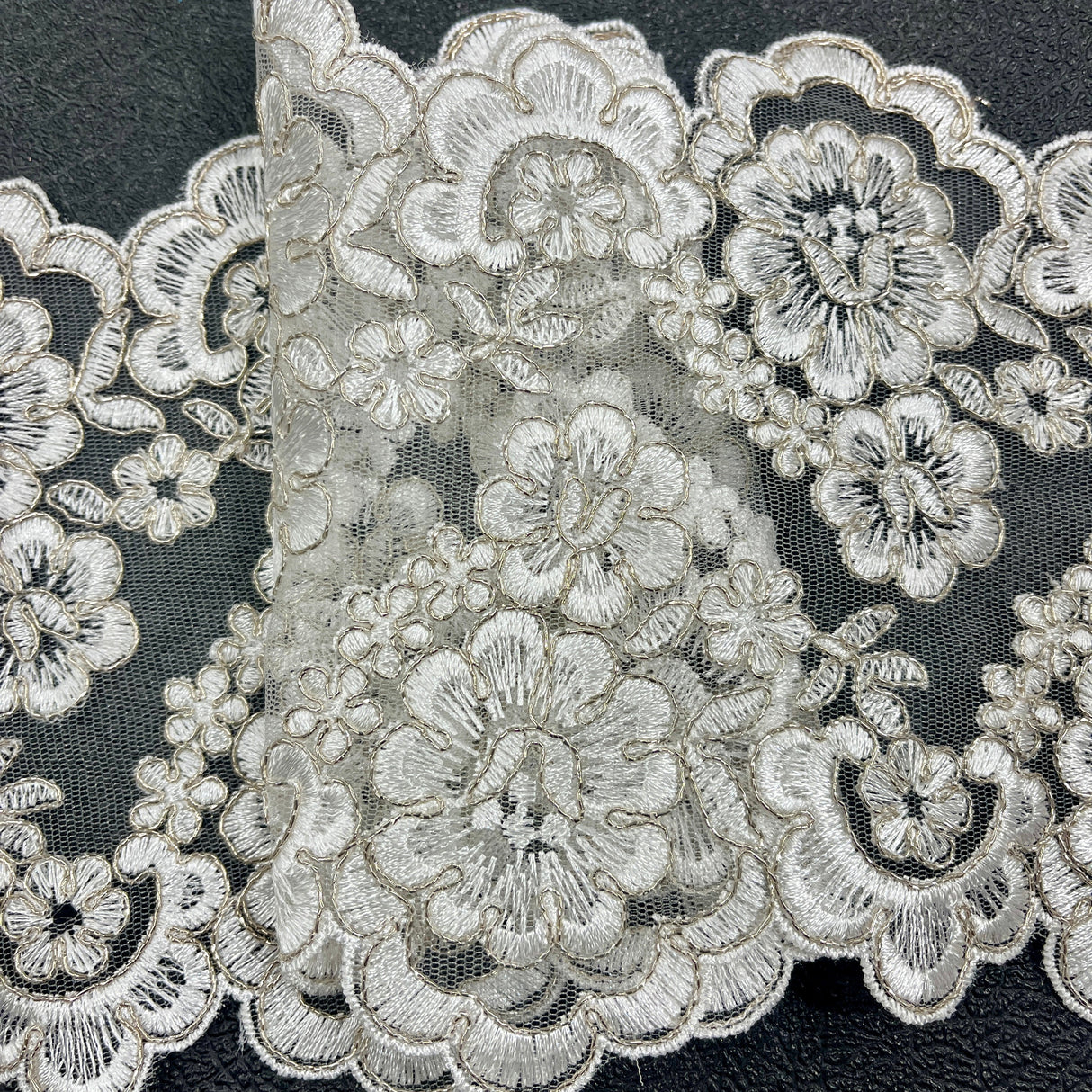 Corded Polyester Lace Trim 6.5" Wide