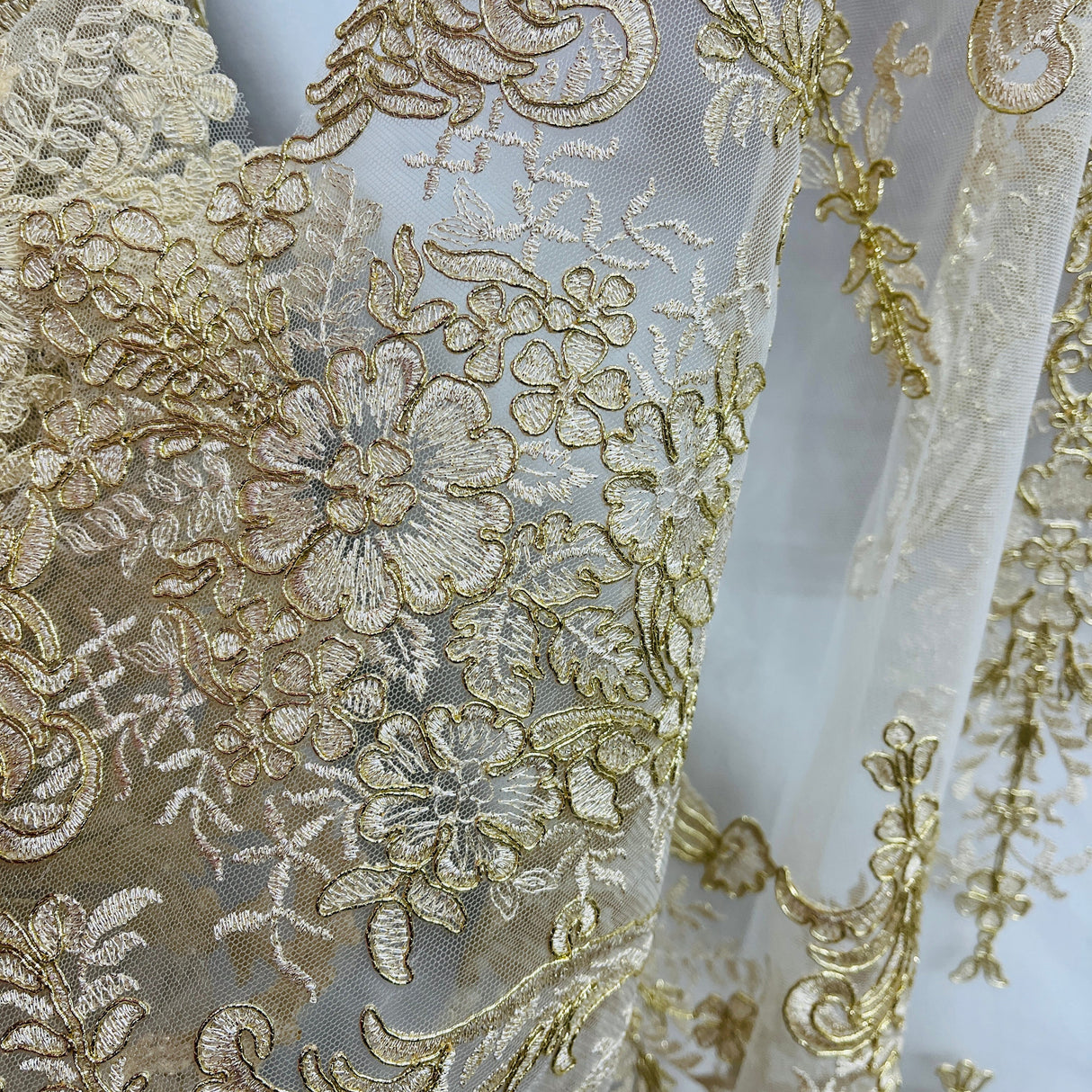 Embroidered Bridal Lace White Mesh