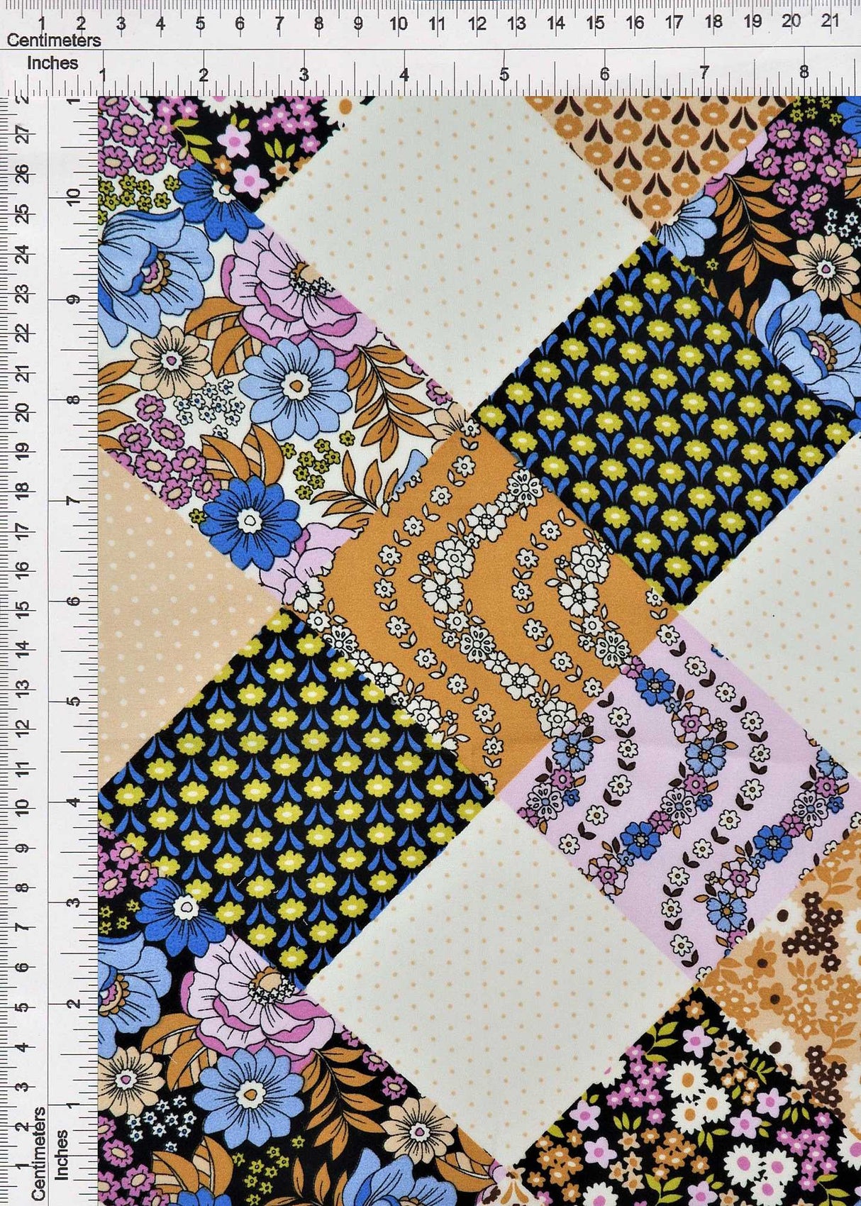Floral Patchwork Wool Dobby Print Fabric