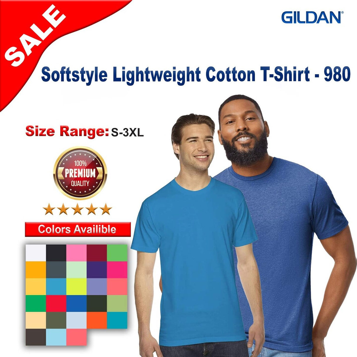 Gildan® Softstyle Lightweight Short Sleeve Crewneck Cotton T-Shirt