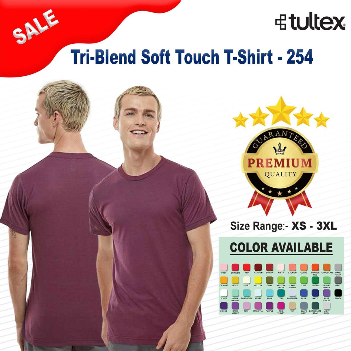 Tultex® Tri Blend Soft Touch Crewneck Short Sleeve T-Shirt