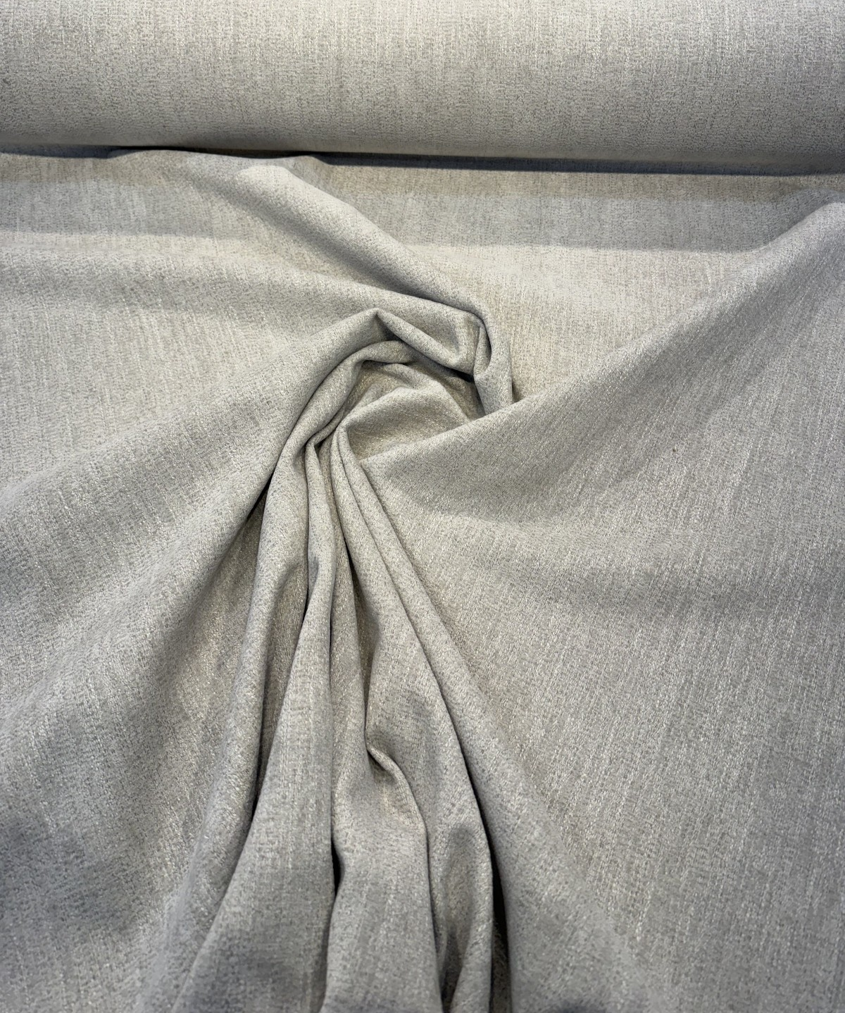 Archer Cloud Chenille Upholstery Fabric - Cloud Gray, Beige & Cream, Subtle Textured Solid, 56" Width (By The Yard)