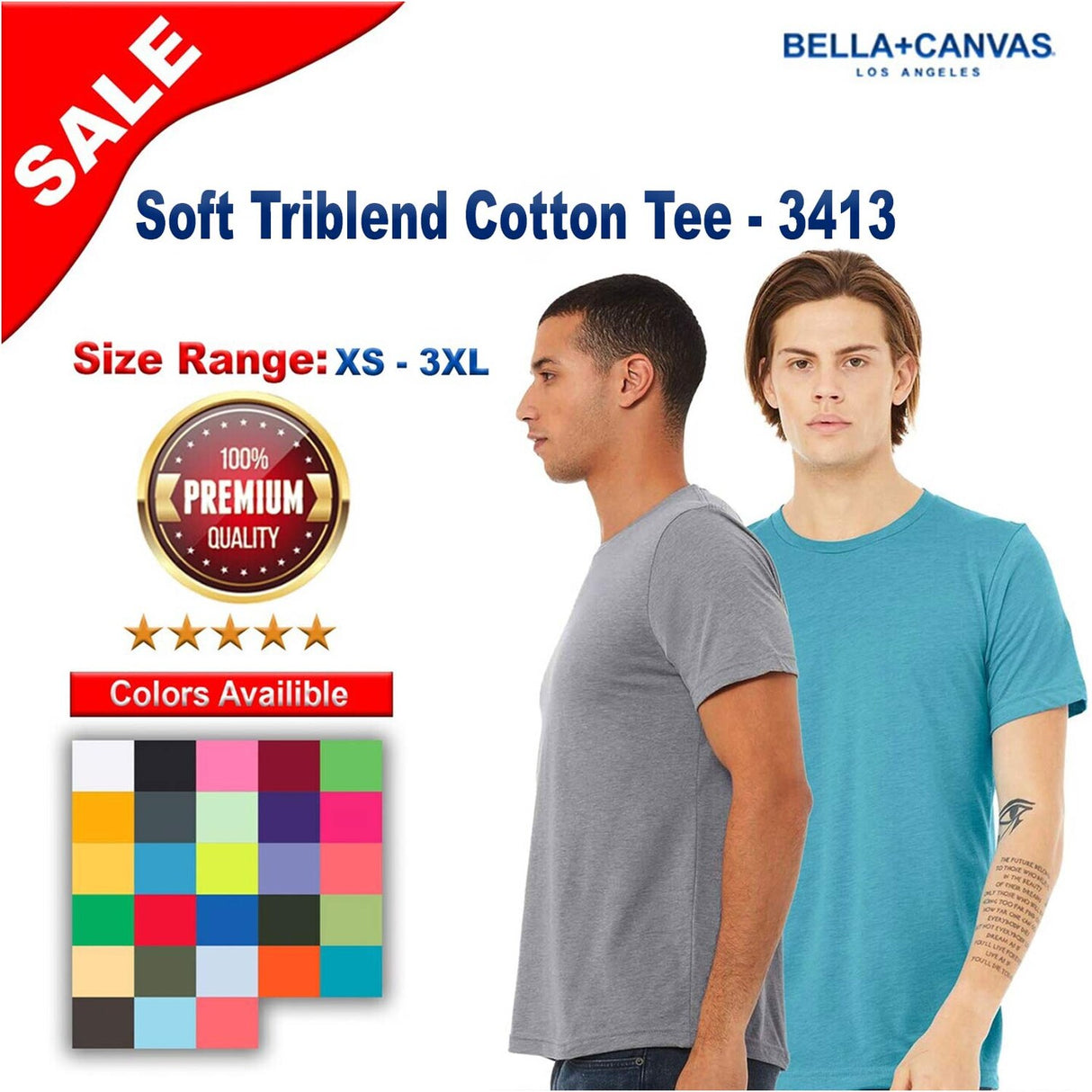 BELLA + CANVAS® Soft Triblend Cotton Crew Neck Tee Ultra Soft, Modern with Classic Fit