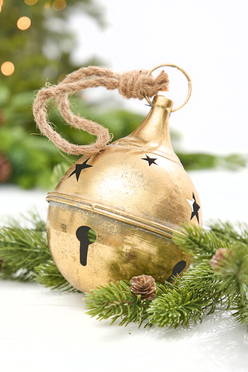 7.75" Gold Metal Bell with Jute Rope