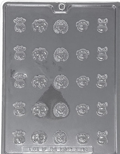 Cute Button Animal Faces Chocolate Mold - LPA163