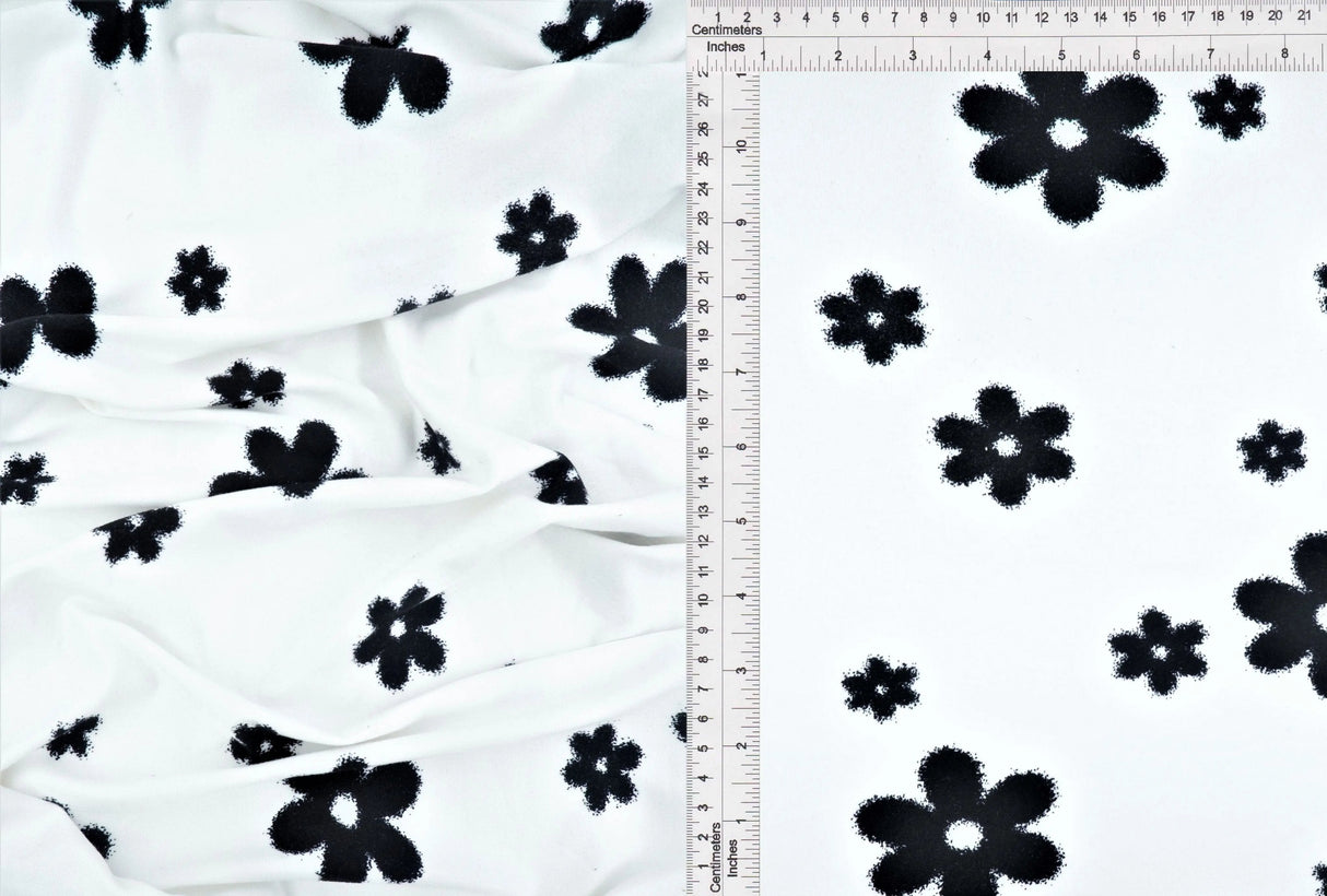 DTY Brushed Floral Knit Fabric, Soft Stretch Flower Print 58/60" Wide