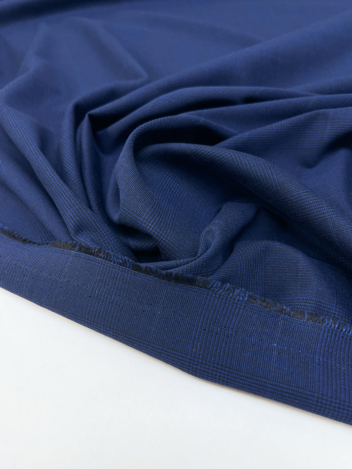 Polyester Checked Suiting Fabric Blue Black