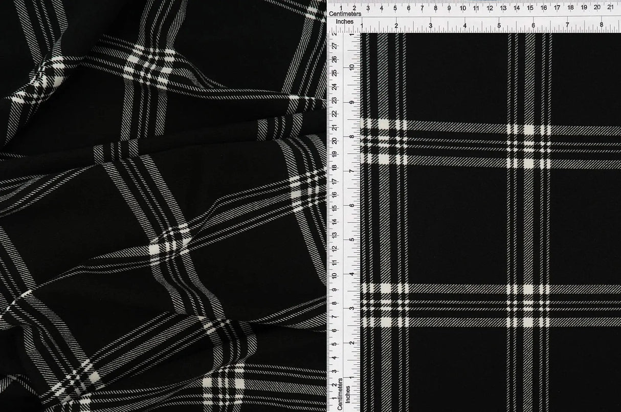 1 Yard Techno Crepe Plaid Print Fabric 220 GSM Polyester Spandex Blend 58/60" Width