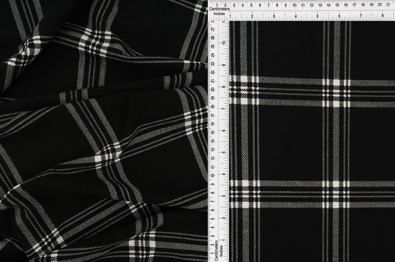 1 Yard Techno Crepe Plaid Print Fabric 220 GSM Polyester Spandex Blend 58/60" Width