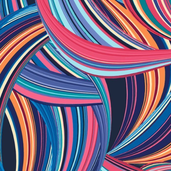 Printed Spandex Wave Line Geometric Fabric