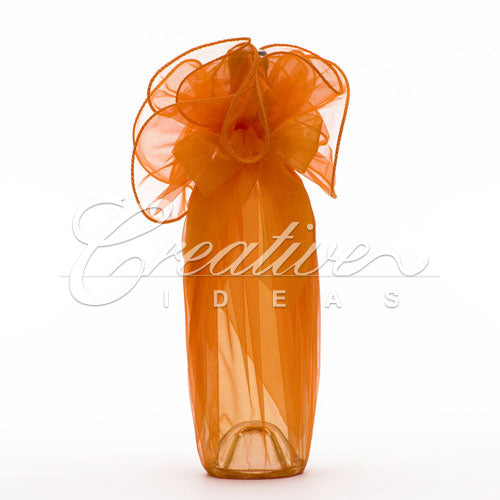 28" Round Solid Organza Wrap-Sold By A Dozen Pieces ( 6 Pieces/Inner Pack) (Orange)