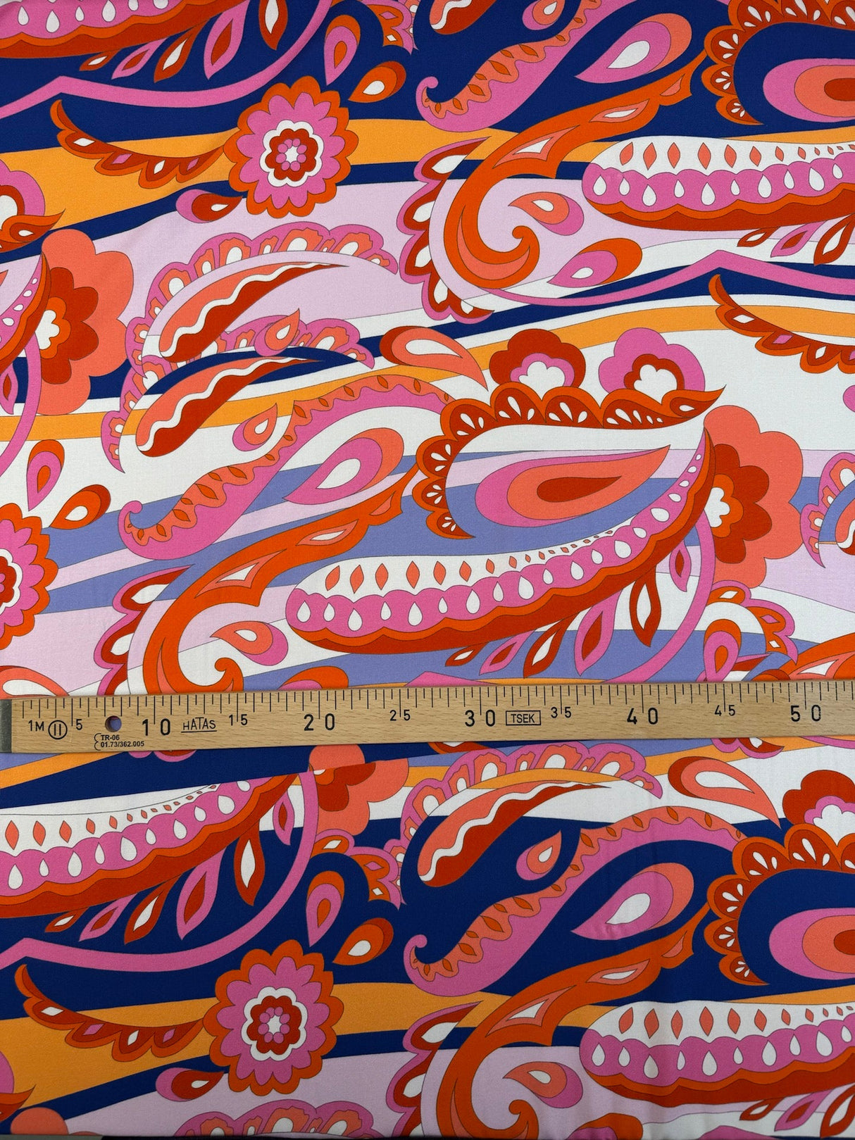 Viscose Paisley Print Blue Pink