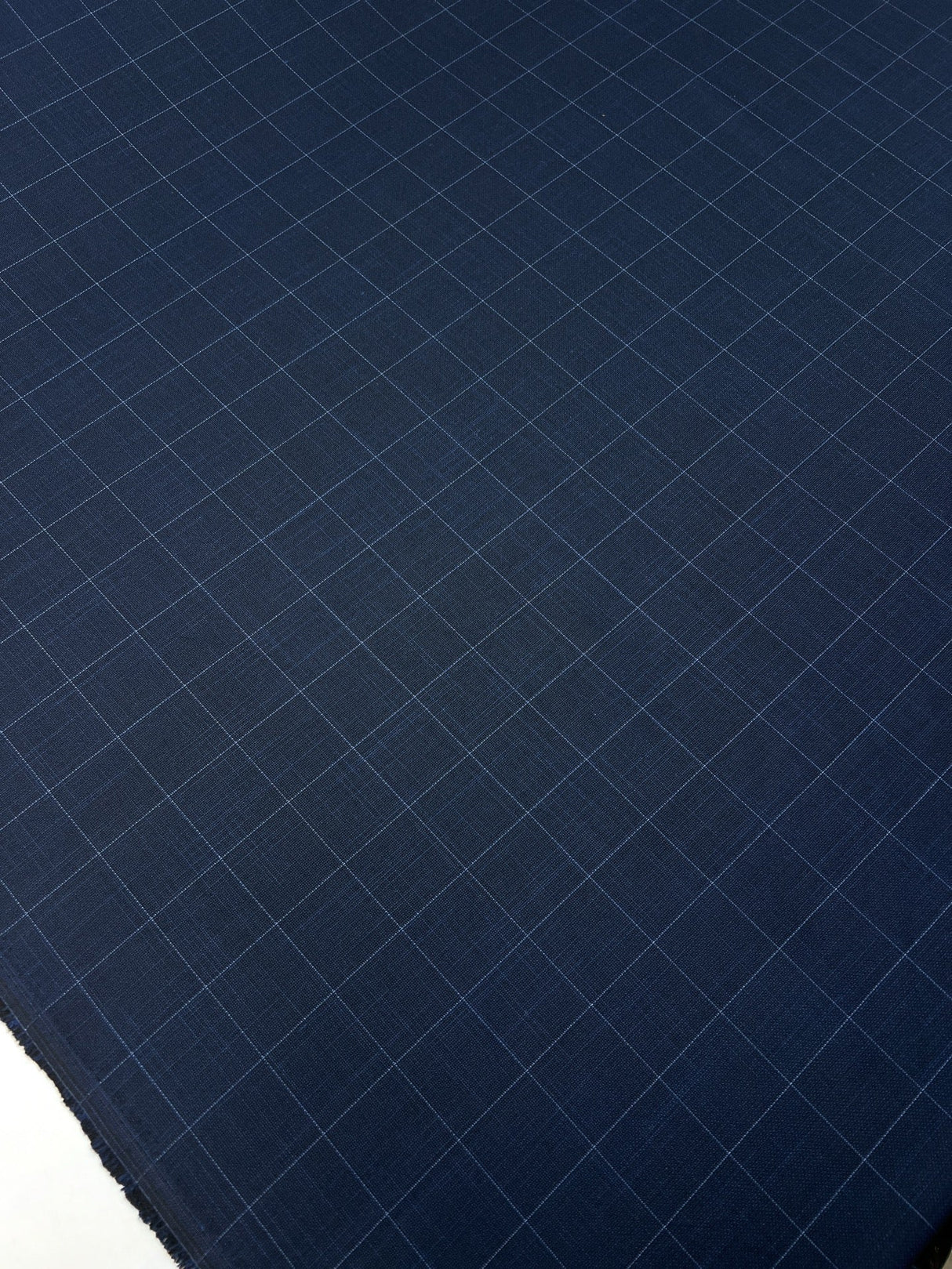 Checked Blue Polyamide Viscose Suiting Fabric