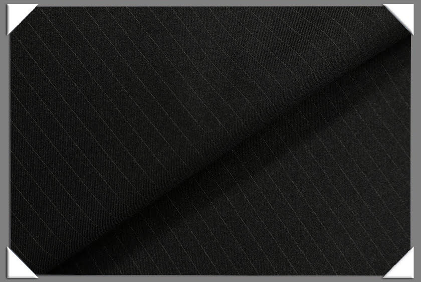 Black Vegan 1/4" Stripe Polyester Fabric - Black Stripe, 60" Width (1 Yard)