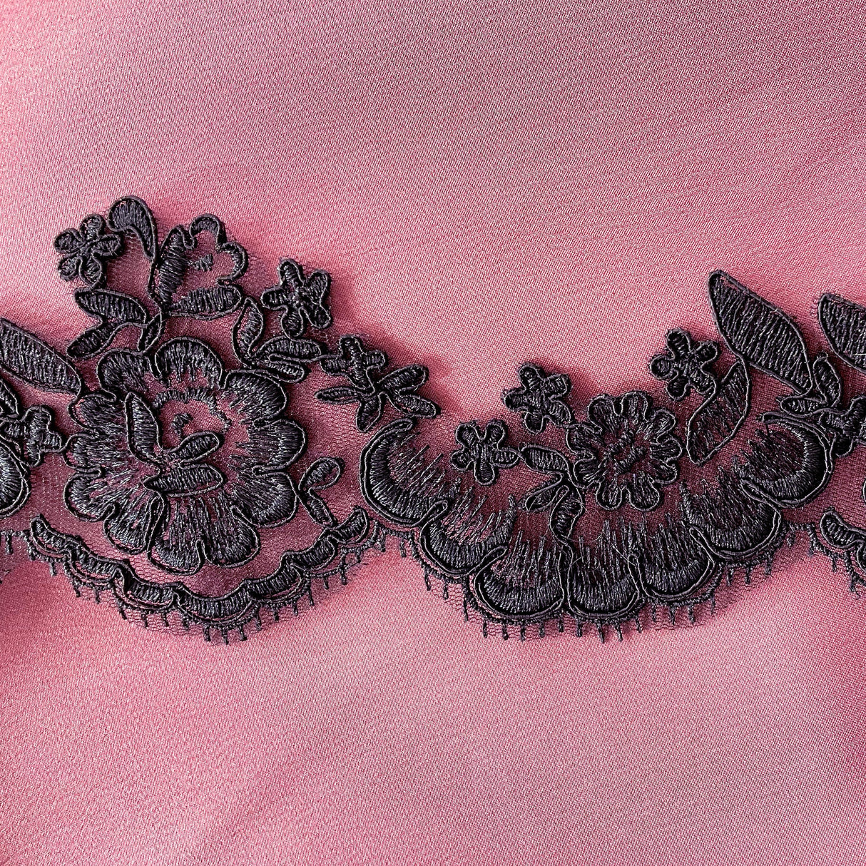1 Yard Corded Lace Trimming on Net Mesh | 3.5" Wide | Handmade Embroidered Trim for Dresses & Costumes