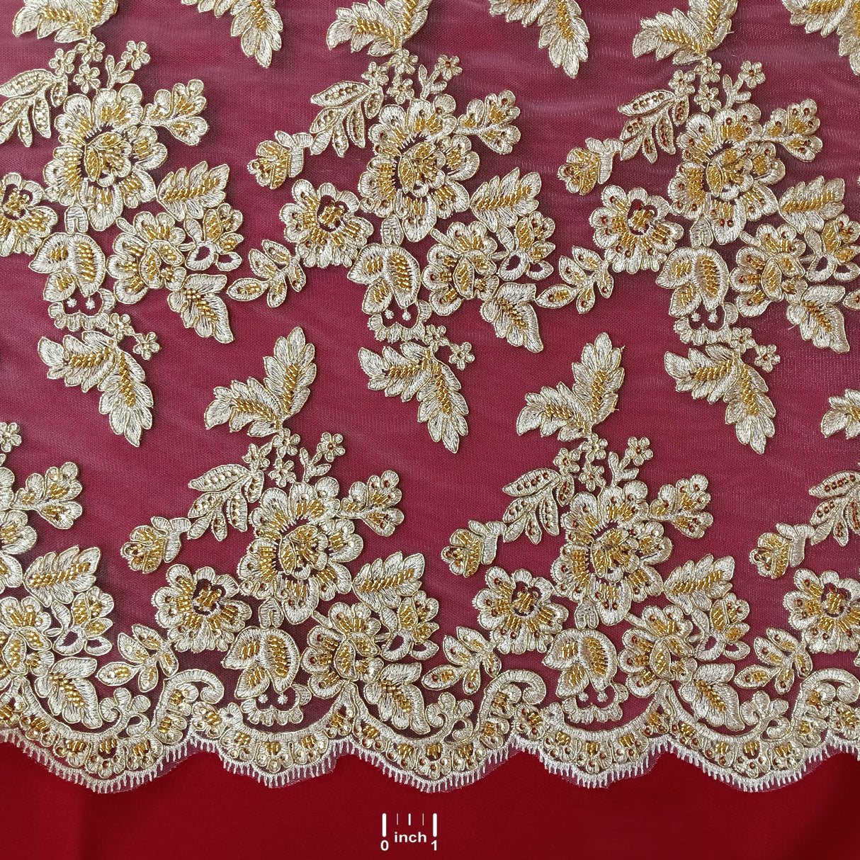 Beaded Corded Bridal Lace Fabric 51" Wide