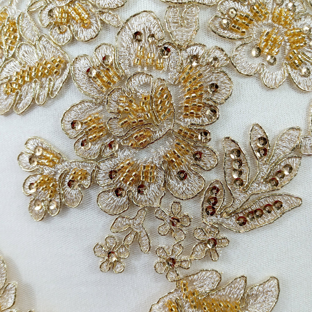 Beaded Corded Bridal Lace Fabric 51" Wide