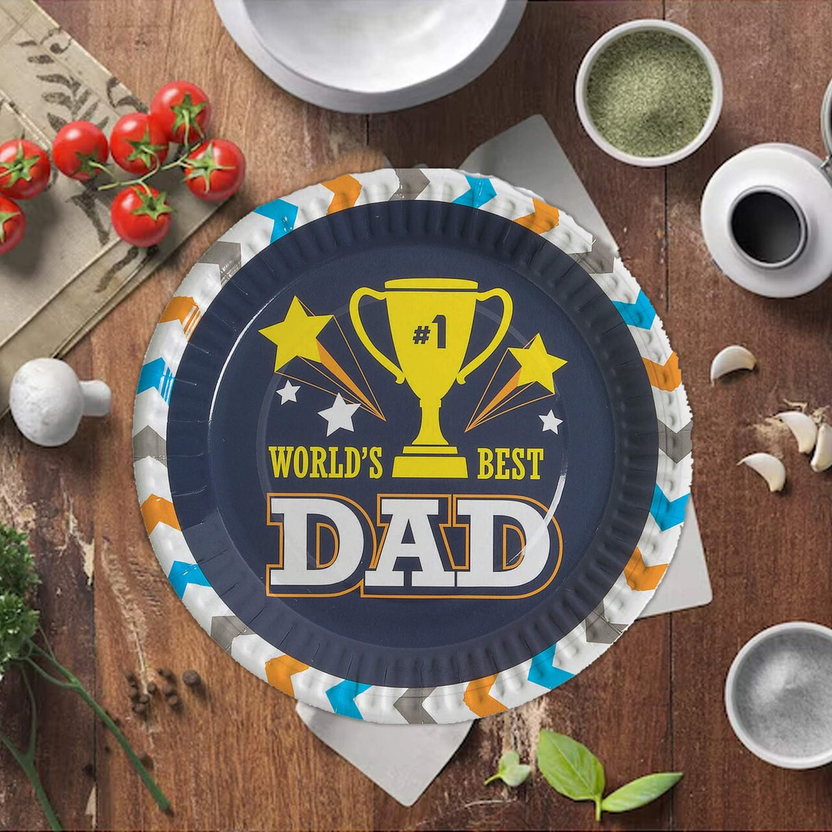 8 Ct. World’s Best Dad Father’s Day Paper Dinner Plates 9" Trophy Design Tableware