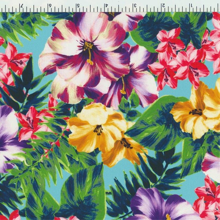Printed Spandex Hibiscus Rosella Swimwear