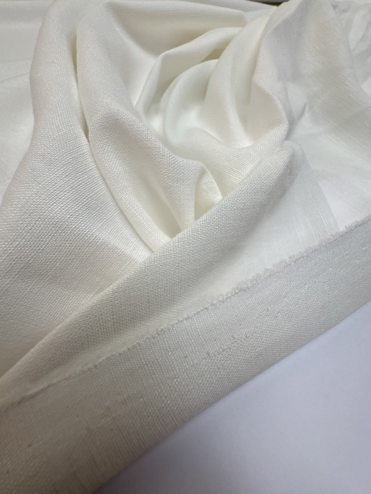 Linen Viscose Plain Weave White Shirt Fabric