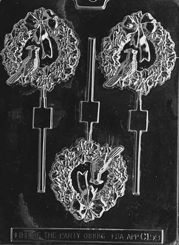 Wreath With Cardinal Lolly Chocolate Mold