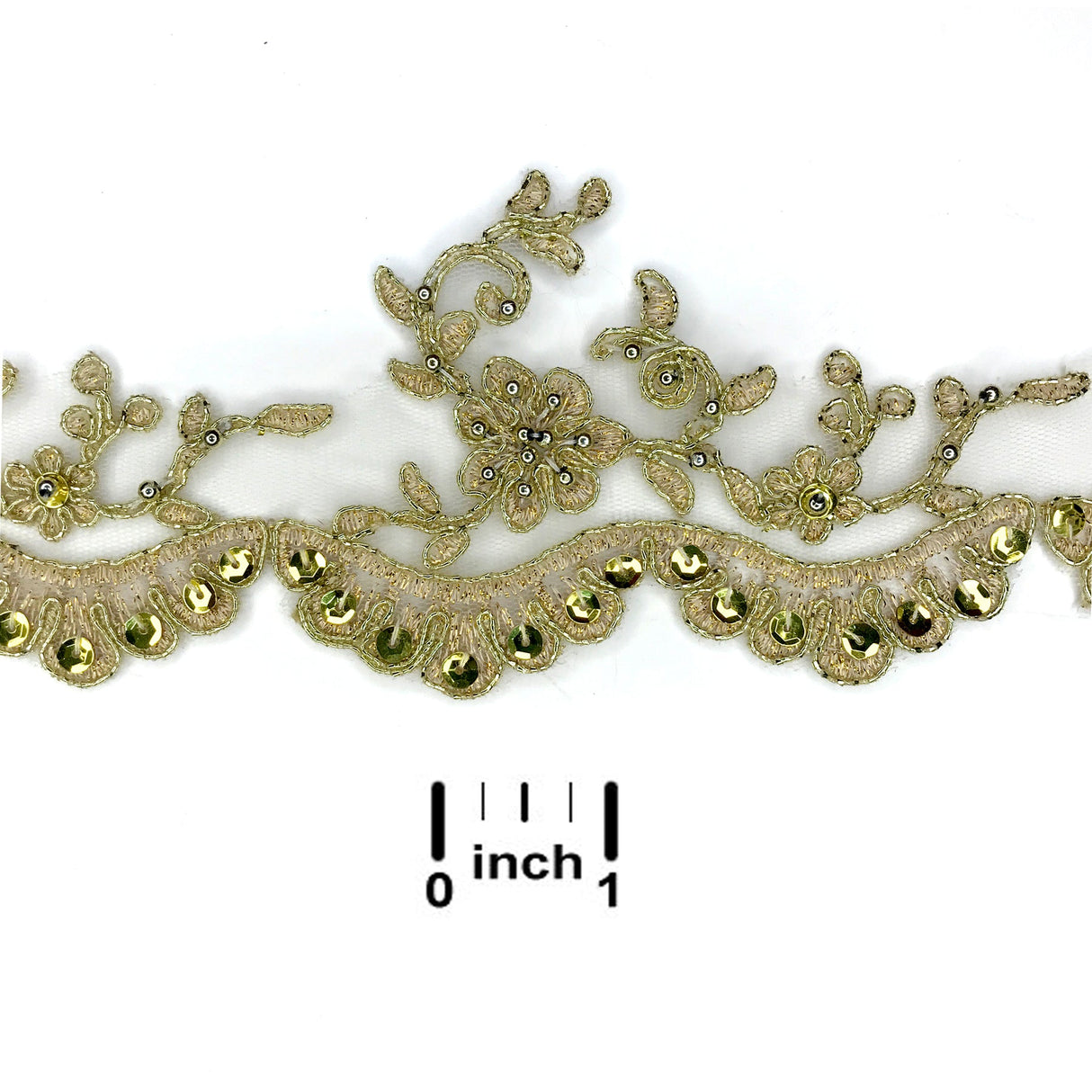 1 Yard Exquisite Beaded Corded Lace Trimming on Organza Net Mesh 3.25 Inch Width