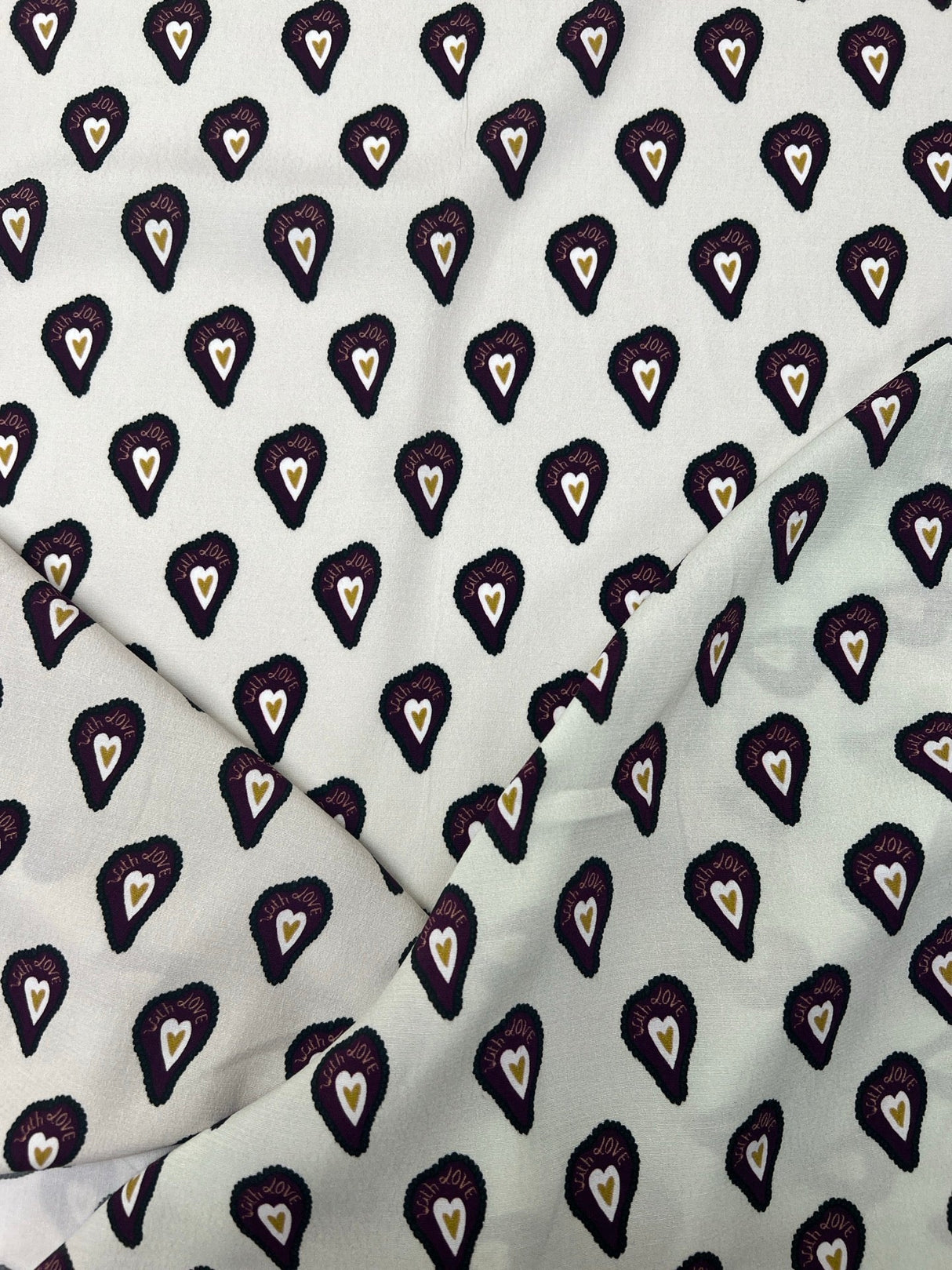 Viscose Crepe Printed Purple Beige Fabric