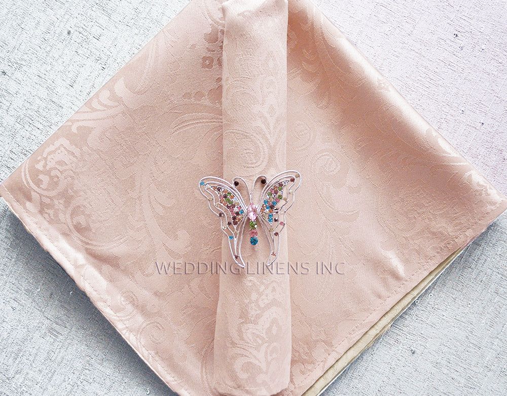 10 Piece Pack Floral Damask Jacquard Polyester Napkins (240 GSM)