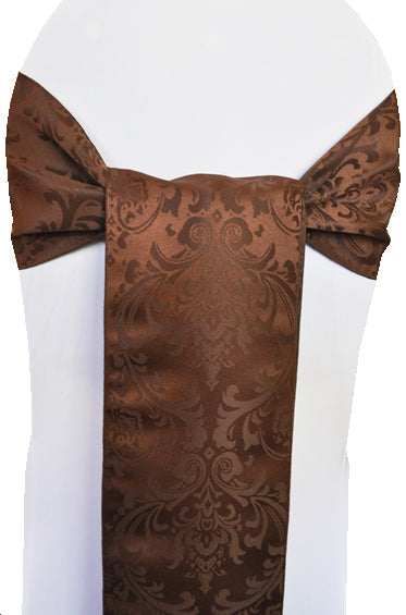 Jacquard Chair Sash Sample 7.5x108 Chocolate