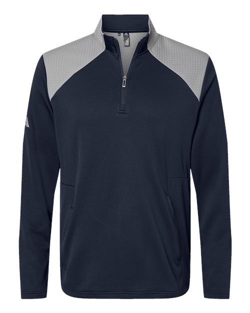 Adidas Men's Textured Mixed Media Quarter-Zip Pullover