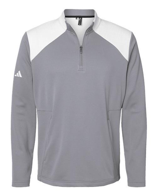 Adidas Men's Textured Mixed Media Quarter-Zip Pullover
