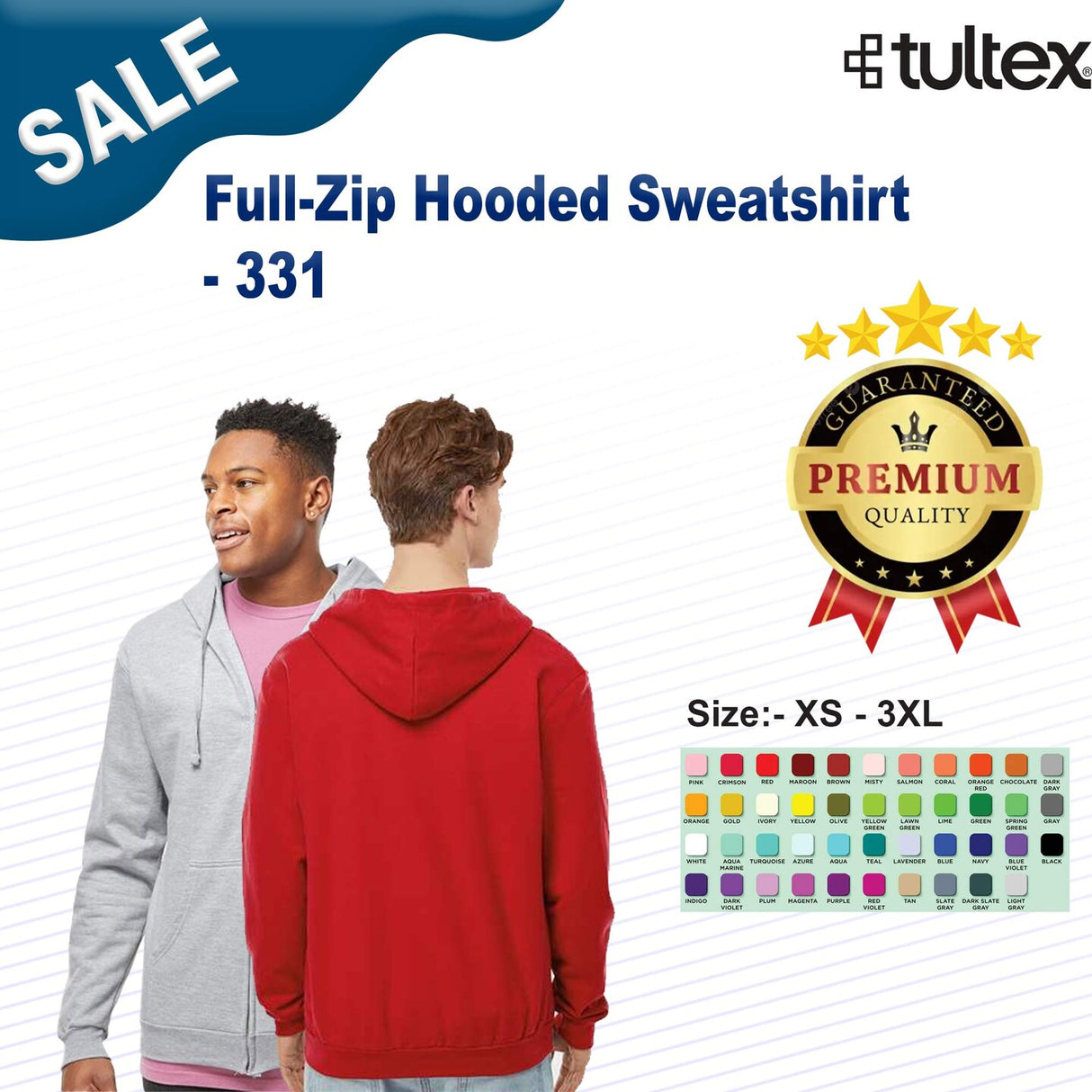 Tultex® Long Sleeve Full Zip Hooded Swearshirt