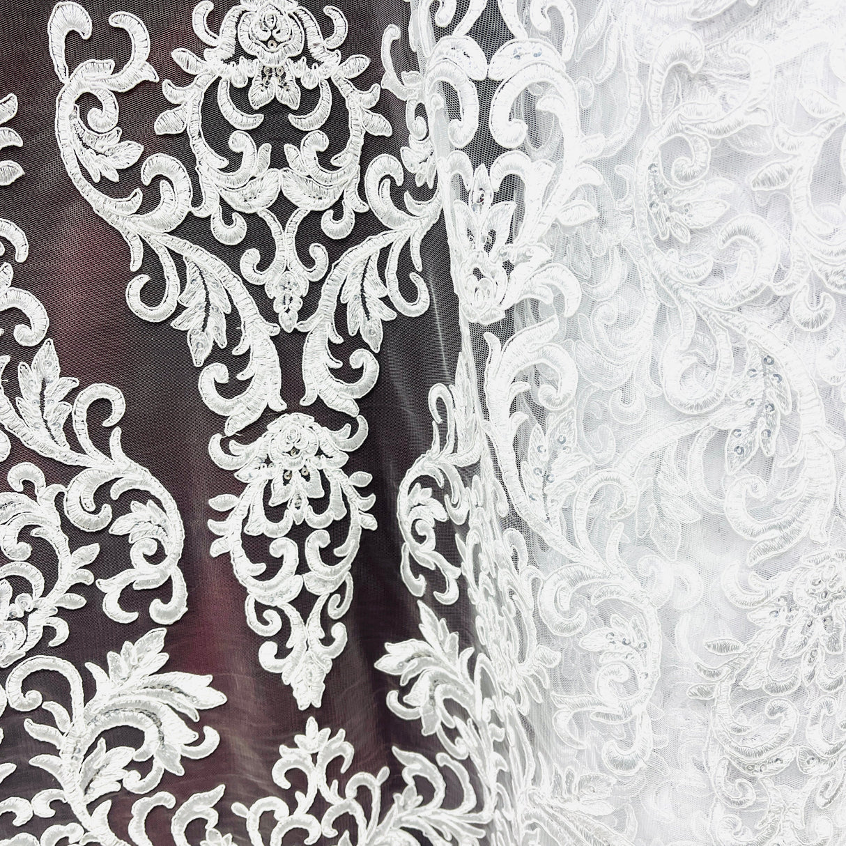 Beaded Corded Lace Fabric 51" Wide