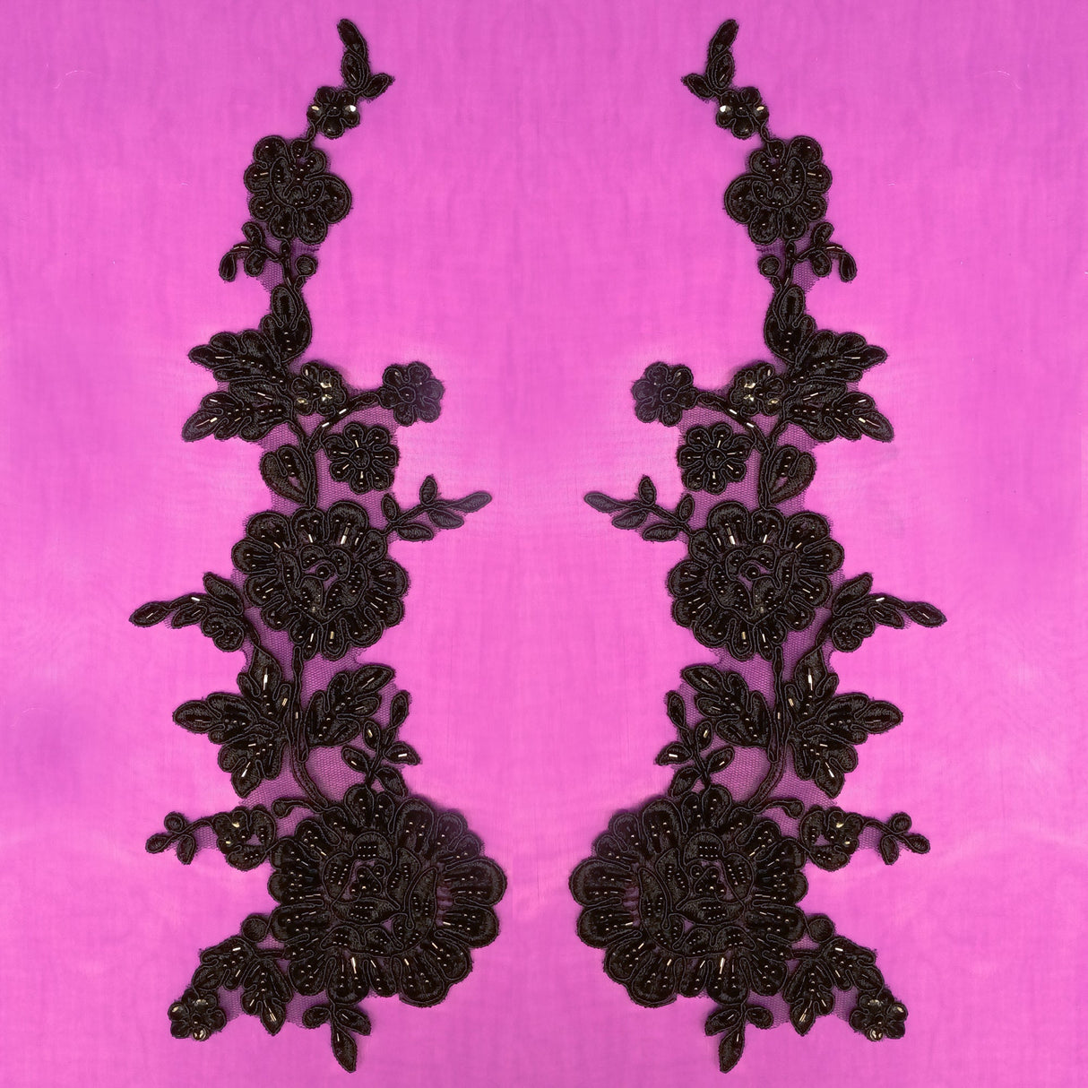 Beaded Corded Floral Lace Applique
