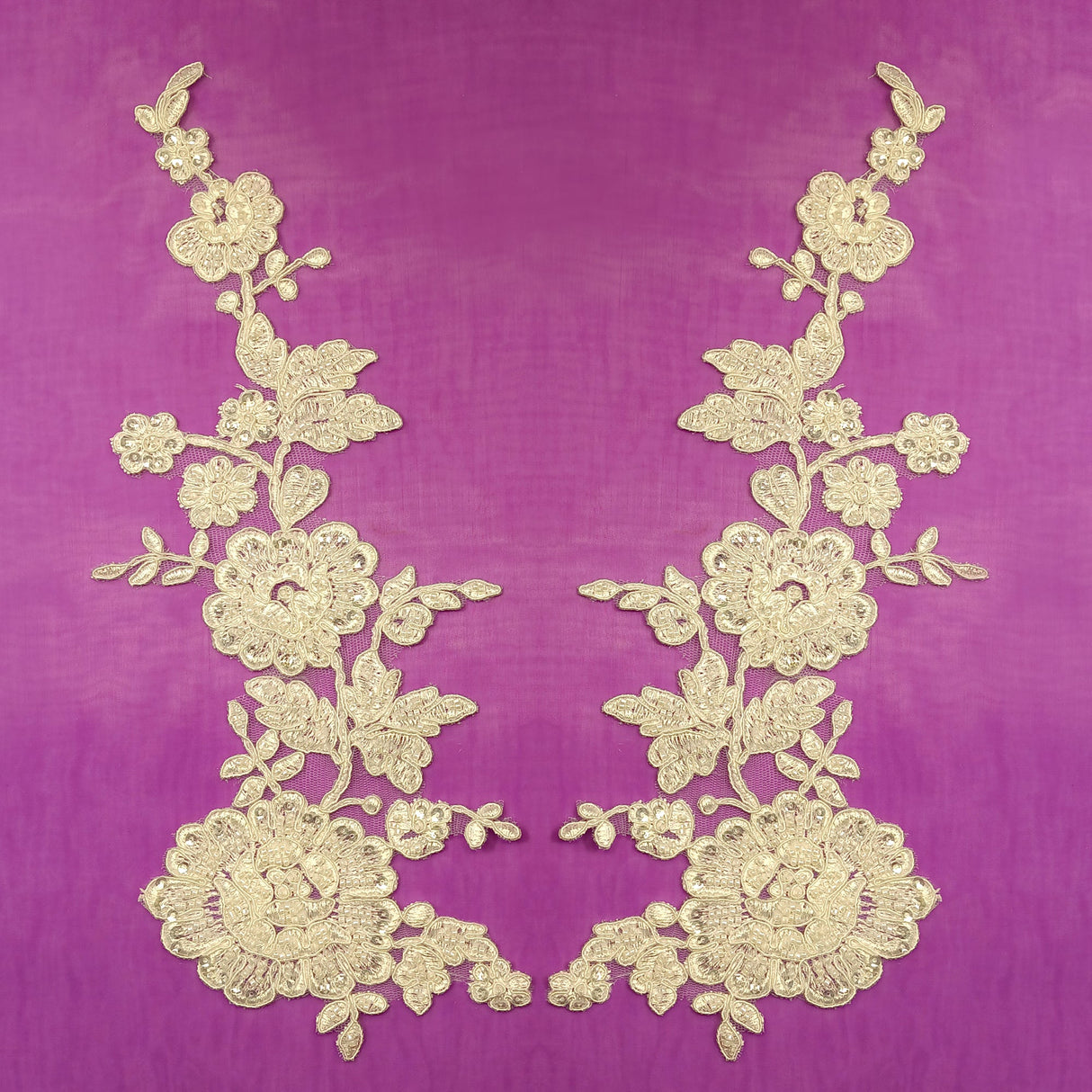 Beaded Corded Floral Lace Applique